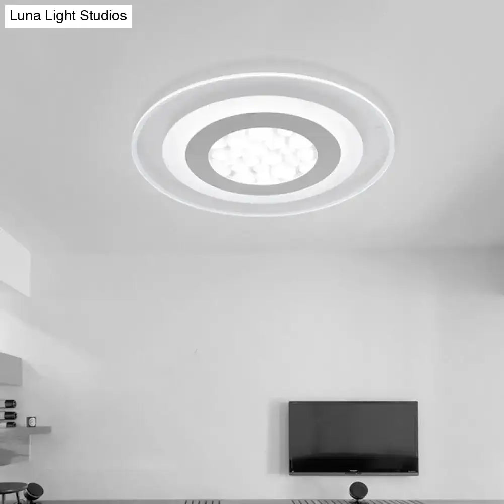 Minimalist Led Ceiling Light In White With Pebble Pattern - Thin And Versatile Shape Options For