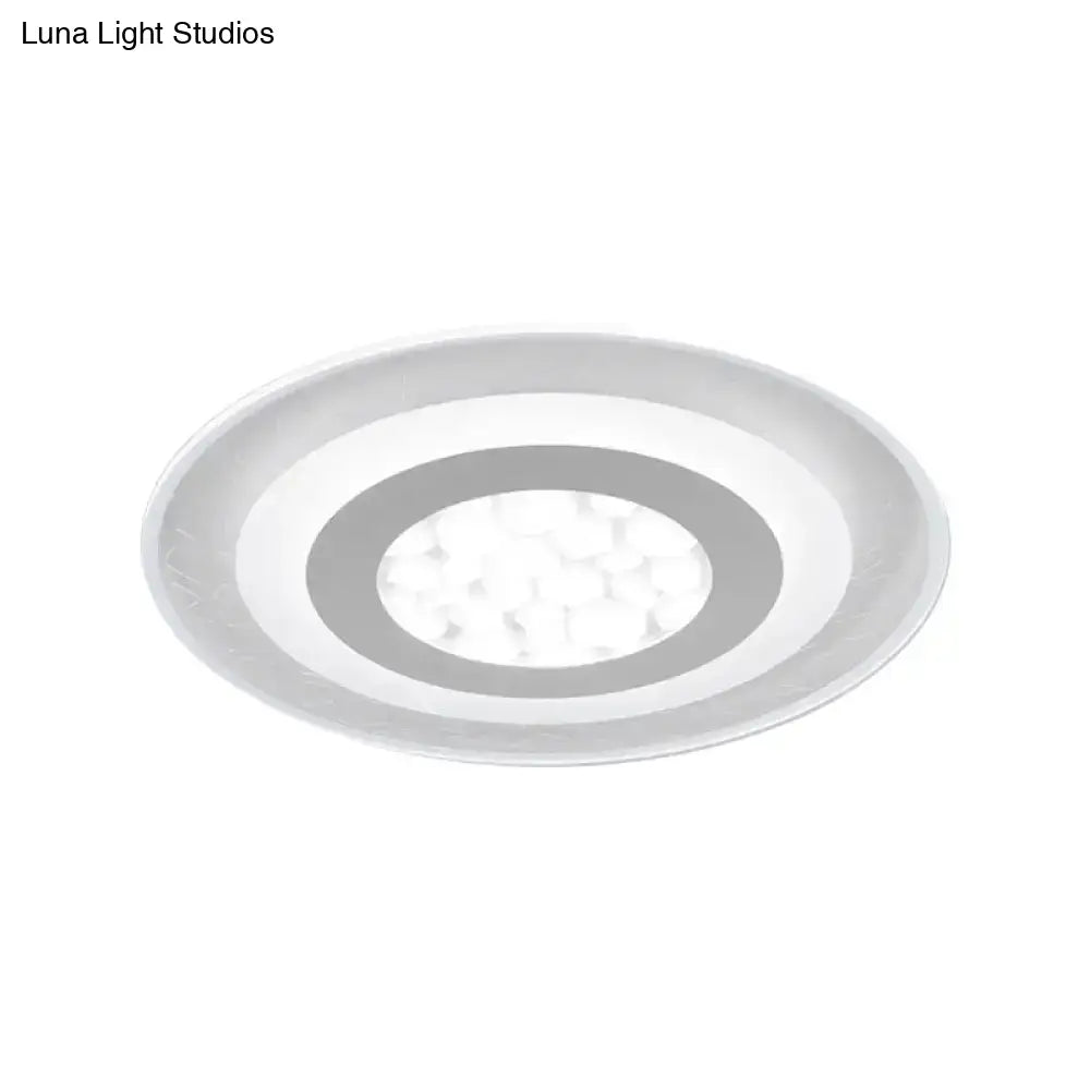 Minimalist Led Ceiling Light In White With Pebble Pattern - Thin And Versatile Shape Options For