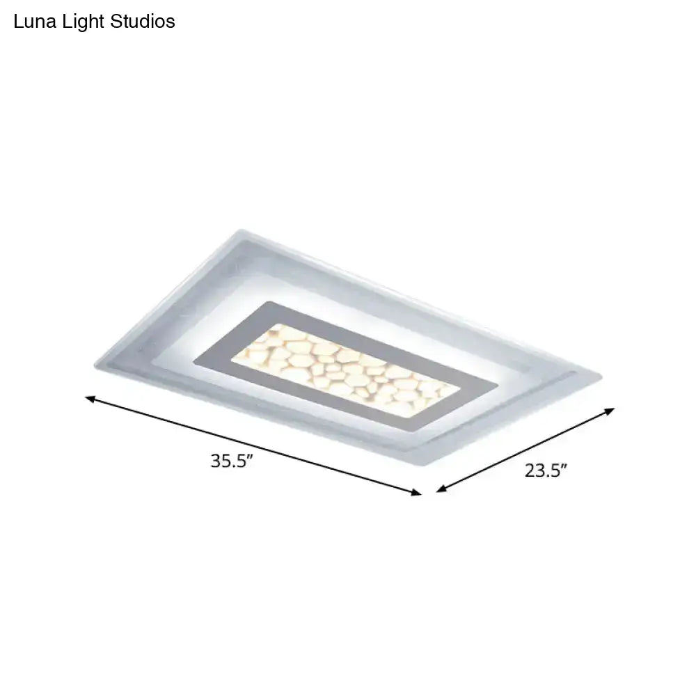 Minimalist Led Ceiling Light In White With Pebble Pattern - Thin And Versatile Shape Options For