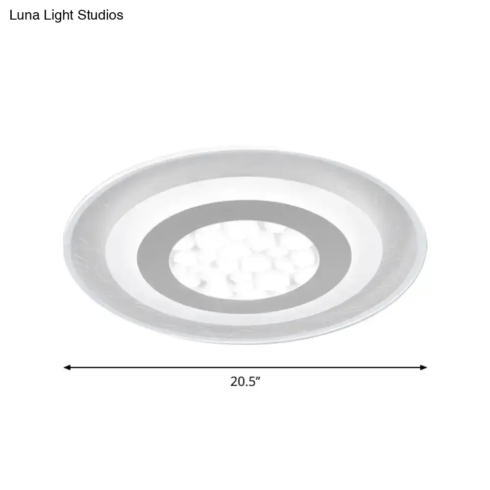 Minimalist Led Ceiling Light In White With Pebble Pattern - Thin And Versatile Shape Options For