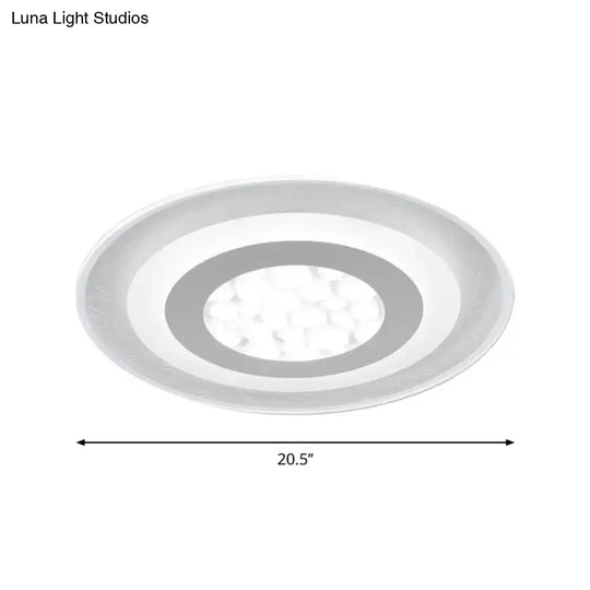 Minimalist Led Ceiling Light In White With Pebble Pattern - Thin And Versatile Shape Options For