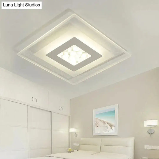 Minimalist Led Ceiling Light In White With Pebble Pattern - Thin And Versatile Shape Options For