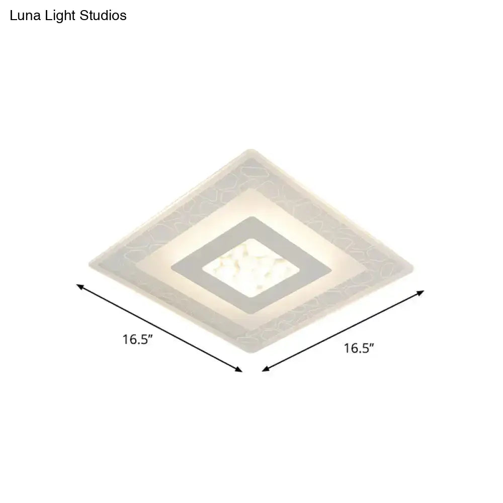 Minimalist Led Ceiling Light In White With Pebble Pattern - Thin And Versatile Shape Options For