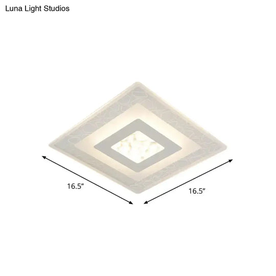 Minimalist Led Ceiling Light In White With Pebble Pattern - Thin And Versatile Shape Options For