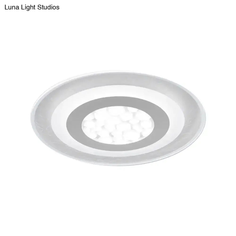 Minimalist Led Ceiling Light In White With Pebble Pattern - Thin And Versatile Shape Options For