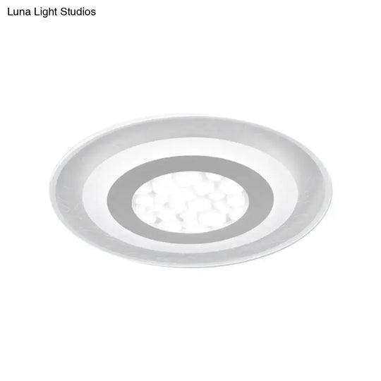 Minimalist Led Ceiling Light In White With Pebble Pattern - Thin And Versatile Shape Options For