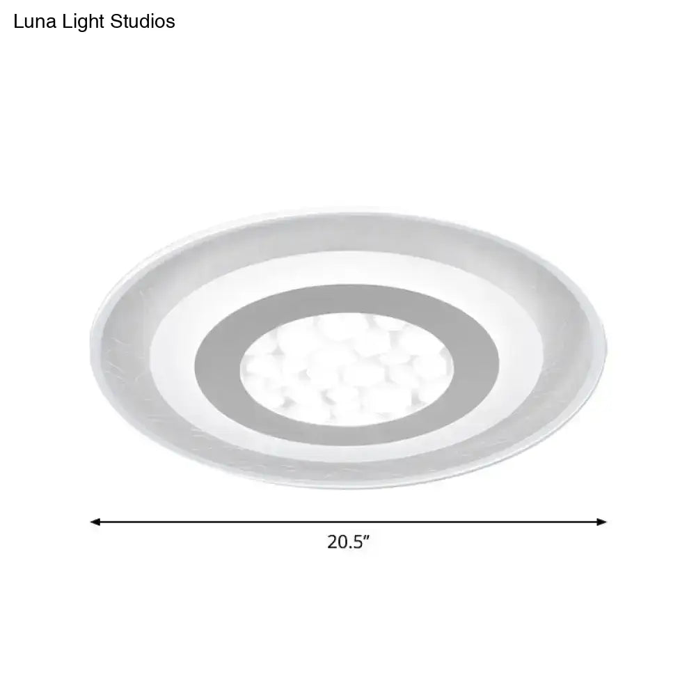 Minimalist Led Ceiling Light In White With Pebble Pattern - Thin And Versatile Shape Options For