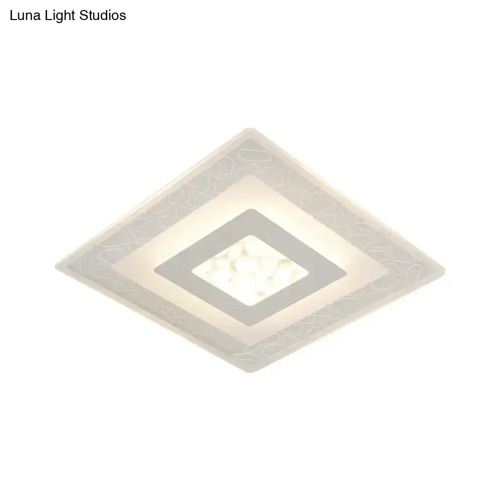 Minimalist Led Ceiling Light In White With Pebble Pattern - Thin And Versatile Shape Options For