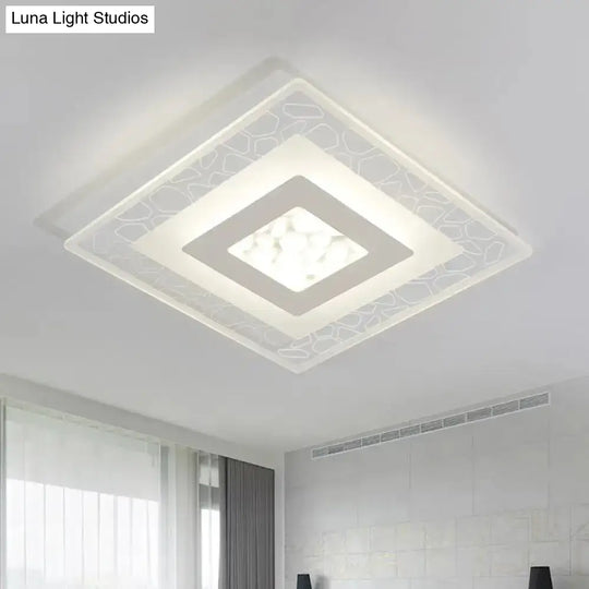 Minimalist Led Ceiling Light In White With Pebble Pattern - Thin And Versatile Shape Options For