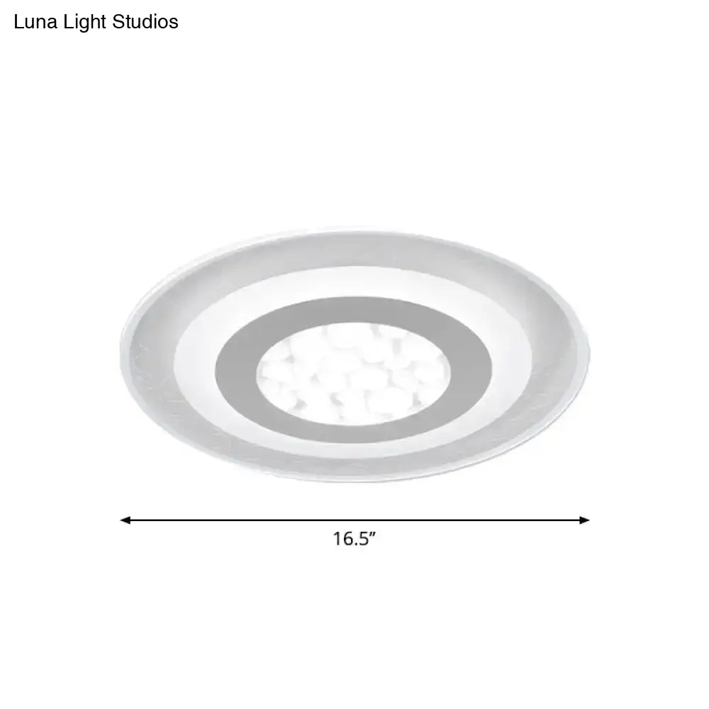 Minimalist Led Ceiling Light In White With Pebble Pattern - Thin And Versatile Shape Options For