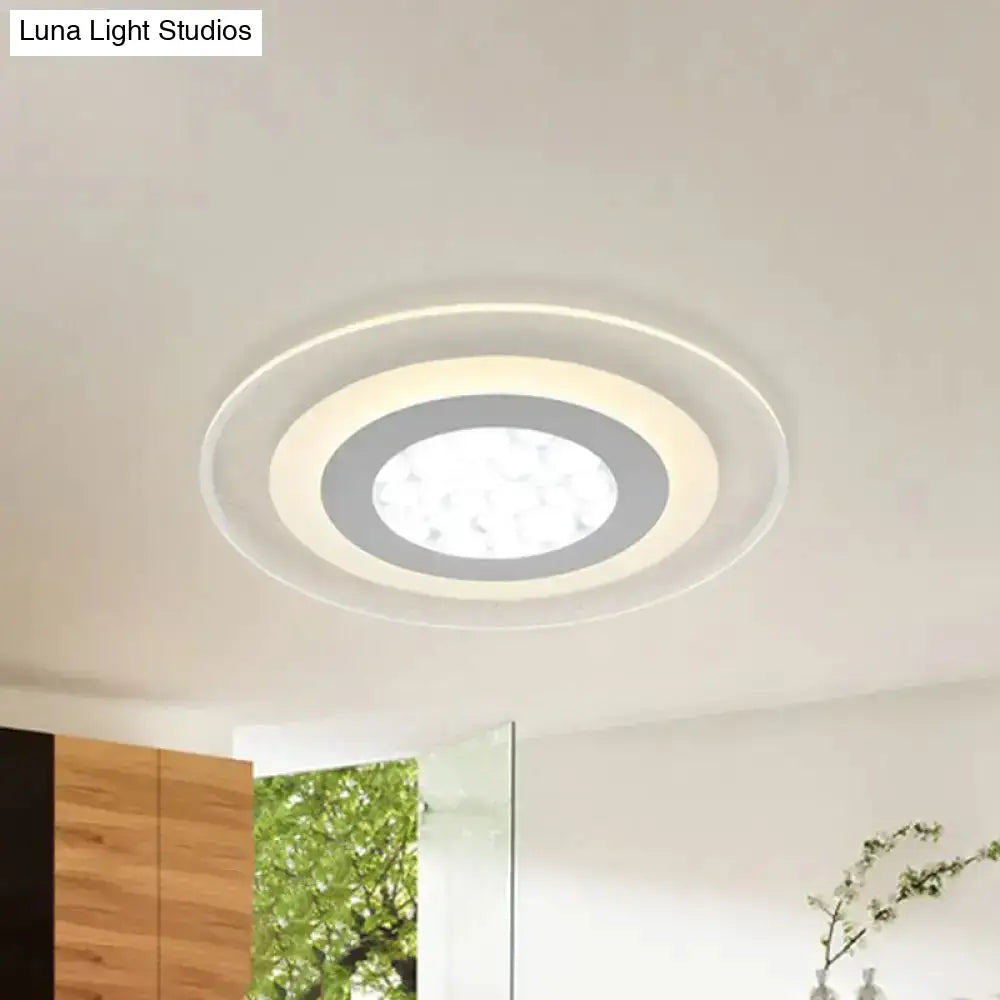 Minimalist Led Ceiling Light In White With Pebble Pattern - Thin And Versatile Shape Options For