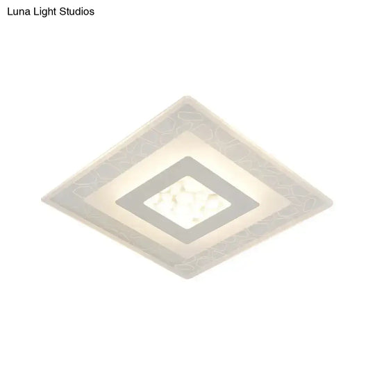 Minimalist Led Ceiling Light In White With Pebble Pattern - Thin And Versatile Shape Options For