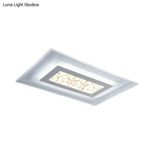 Minimalist Led Ceiling Light In White With Pebble Pattern - Thin And Versatile Shape Options For