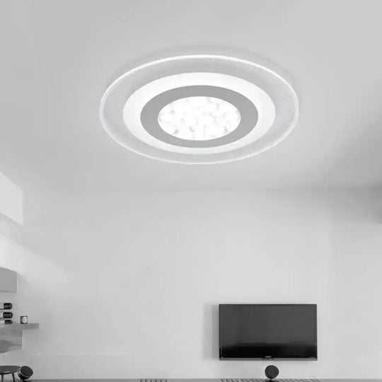 Minimalist Led Ceiling Light In White With Pebble Pattern - Thin And Versatile Shape Options For