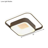 Minimalist Led Ceiling Light Square Metal Fixture With Stepless Dimming And Remote Control In