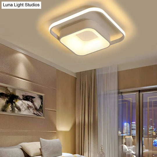 Minimalist Led Ceiling Light Square Metal Fixture With Stepless Dimming And Remote Control In