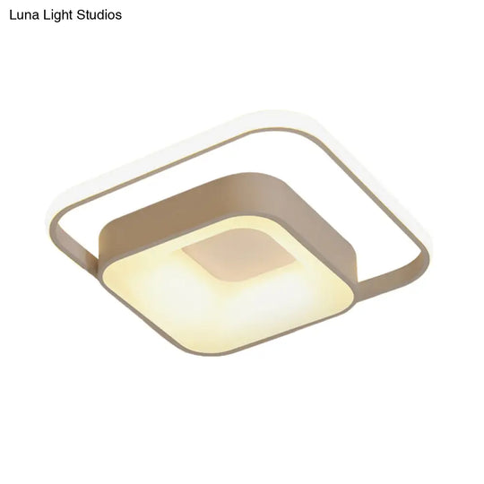 Minimalist Led Ceiling Light Square Metal Fixture With Stepless Dimming And Remote Control In