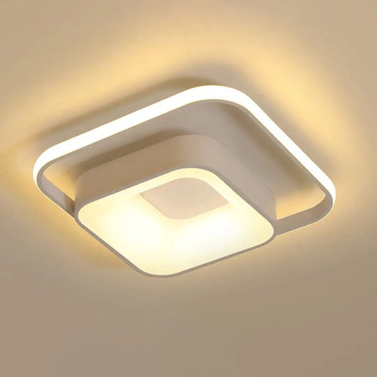 Minimalist Led Ceiling Light Square Metal Fixture With Stepless Dimming And Remote Control In