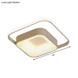Minimalist Led Ceiling Light Square Metal Fixture With Stepless Dimming And Remote Control In
