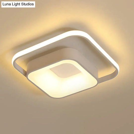 Minimalist Led Ceiling Light Square Metal Fixture With Stepless Dimming And Remote Control In