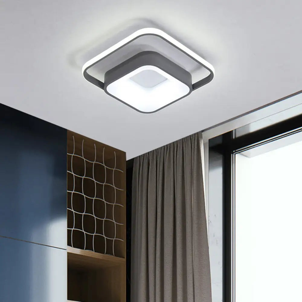 Minimalist Led Ceiling Light Square Metal Fixture With Stepless Dimming And Remote Control In