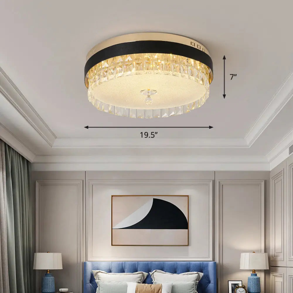 Minimalist Led Ceiling Light With Crystal Shade - Clear Flush Mount For Bedrooms / Rectangle