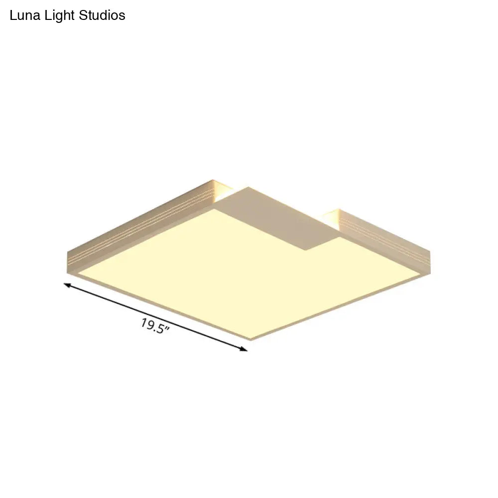 Minimalist Led Ceiling Lighting: Square Acrylic Flush Mount White 16’/19.5’ Width Warm/White Light