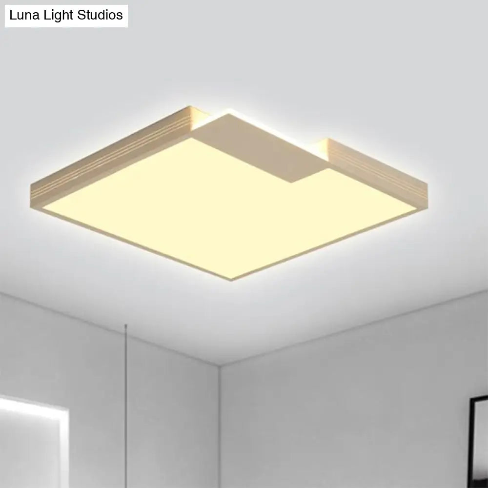 Minimalist Led Ceiling Lighting: Square Acrylic Flush Mount White 16’/19.5’ Width Warm/White Light