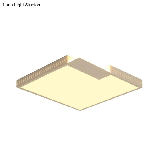 Minimalist Led Ceiling Lighting: Square Acrylic Flush Mount White 16/19.5 Width Warm/White Light