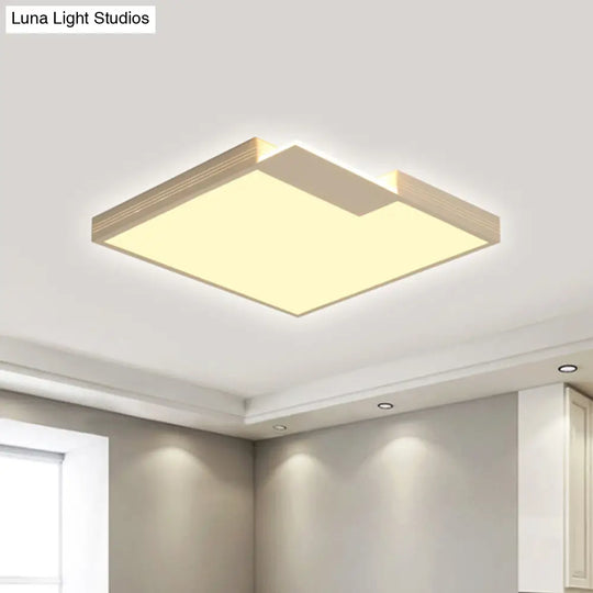 Minimalist Led Ceiling Lighting: Square Acrylic Flush Mount White 16/19.5 Width Warm/White Light