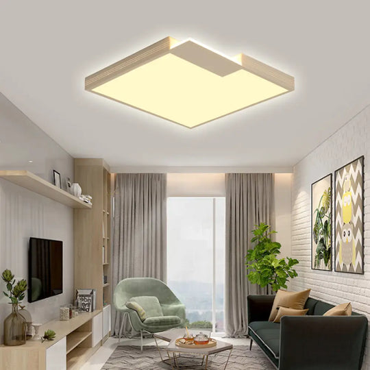 Minimalist Led Ceiling Lighting: Square Acrylic Flush Mount White 16’/19.5’ Width Warm/White