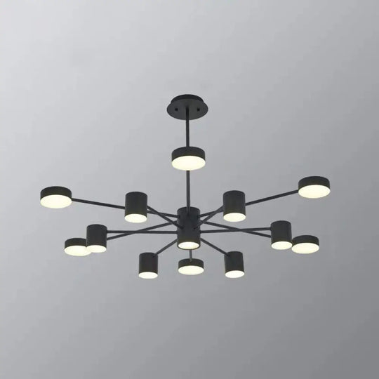 Minimalist Led Chandelier For Living Room - Starburst Pendant Light 12 / Black