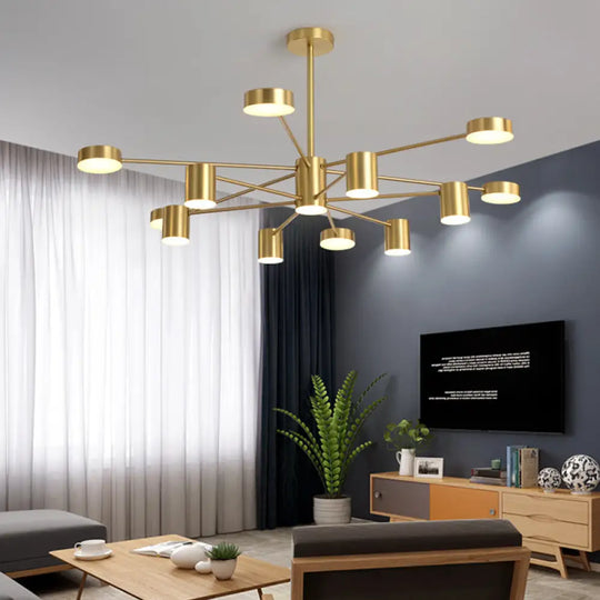 Minimalist Led Chandelier For Living Room - Starburst Pendant Light 12 / Gold