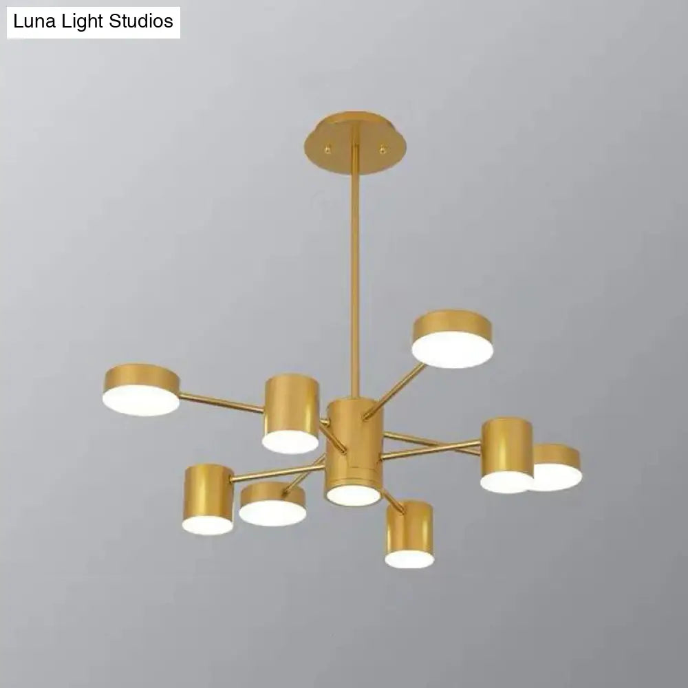 Starburst Led Living Room Chandelier - Minimalist Metallic Pendant Light