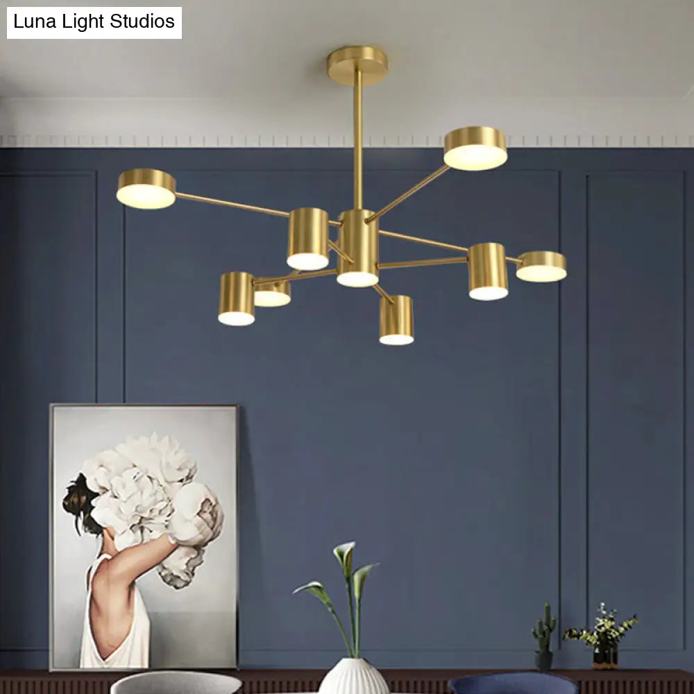 Starburst Led Living Room Chandelier - Minimalist Metallic Pendant Light 8 / Gold