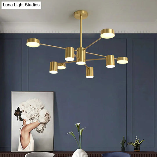 Starburst Led Living Room Chandelier - Minimalist Metallic Pendant Light 8 / Gold