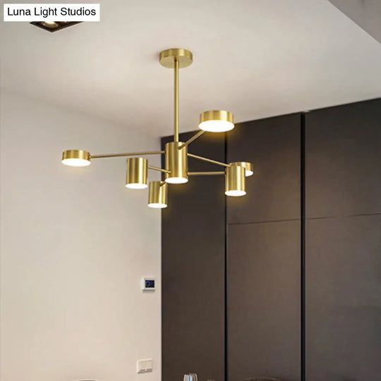 Starburst Led Living Room Chandelier - Minimalist Metallic Pendant Light 6 / Gold