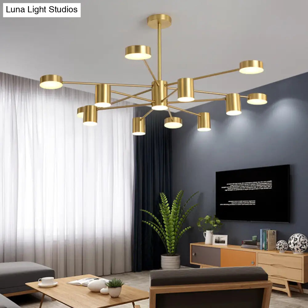 Starburst Led Living Room Chandelier - Minimalist Metallic Pendant Light 12 / Gold