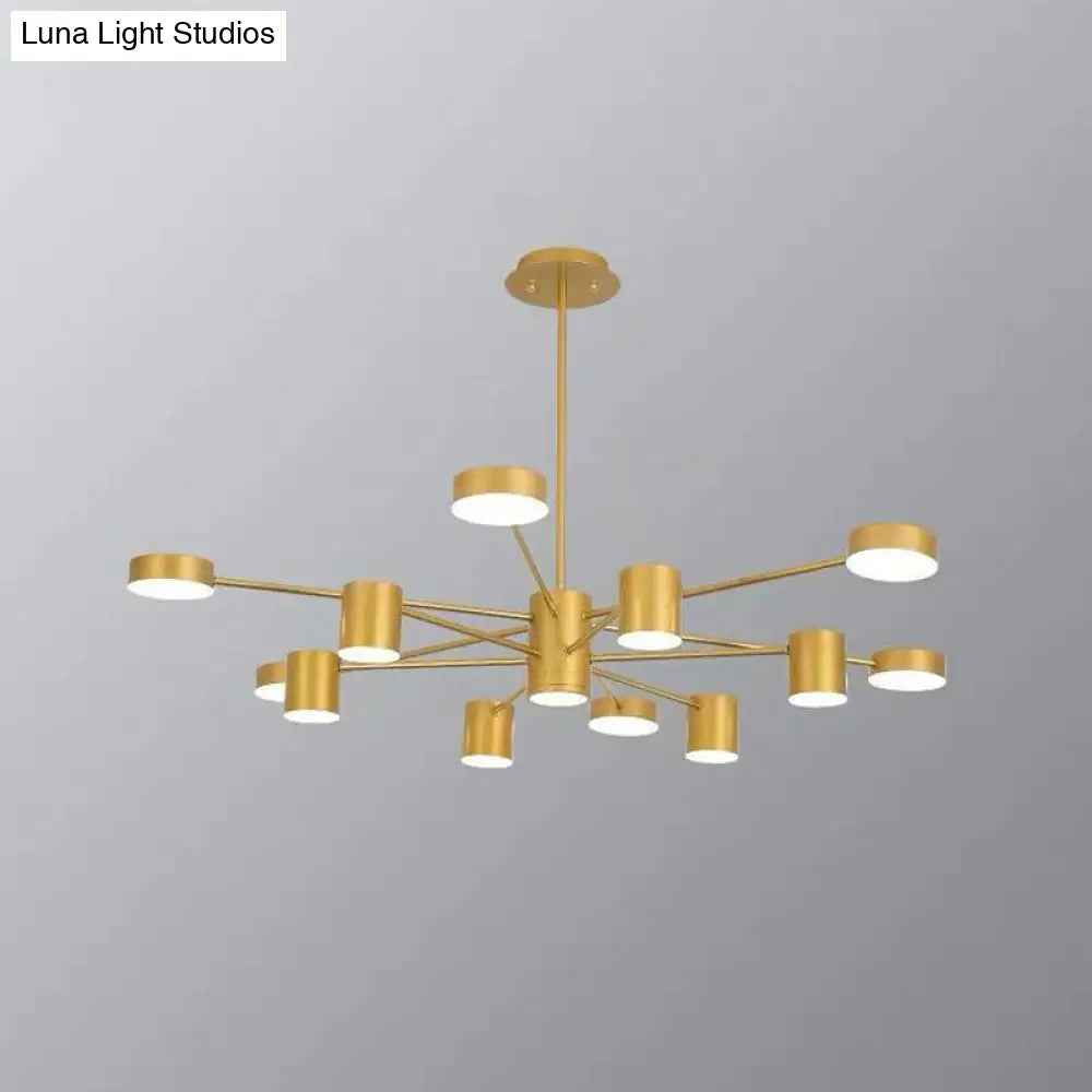 Starburst Led Living Room Chandelier - Minimalist Metallic Pendant Light