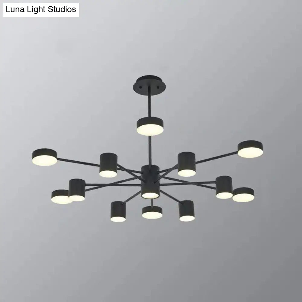 Starburst Led Living Room Chandelier - Minimalist Metallic Pendant Light 12 / Black