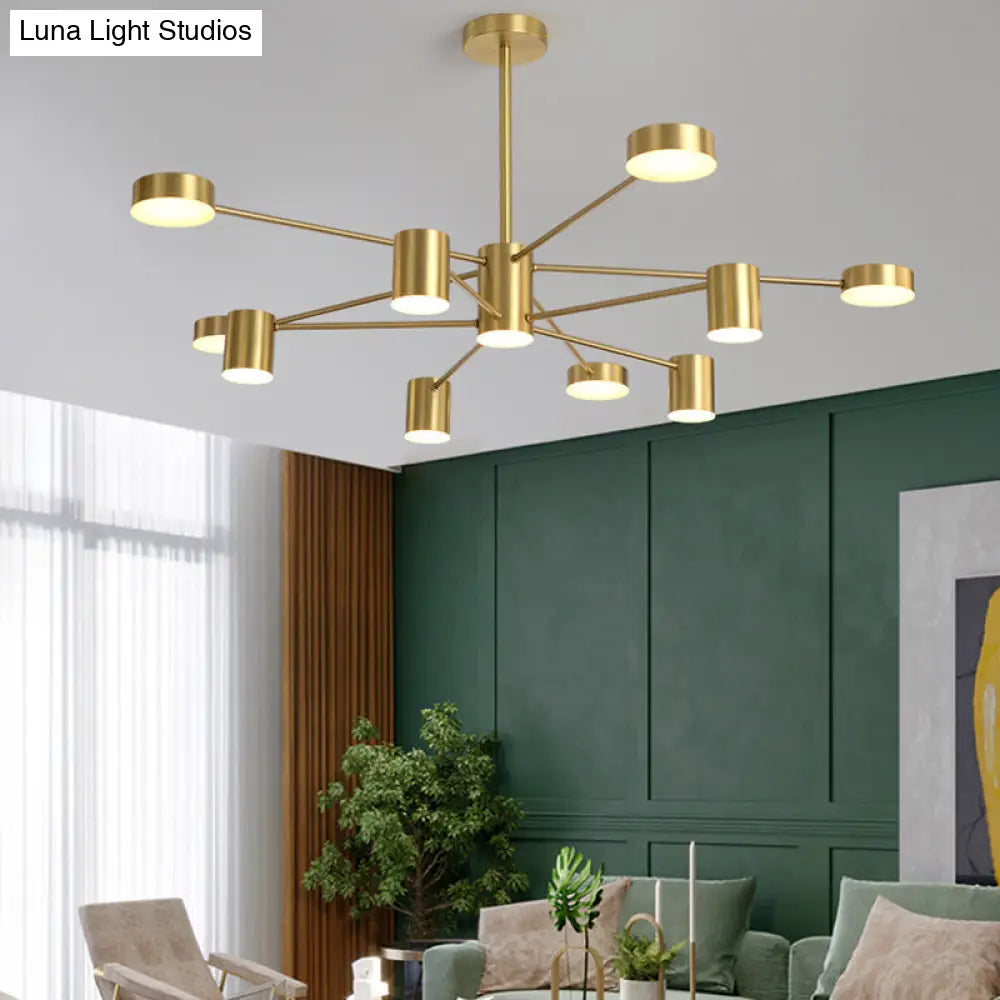 Starburst Led Living Room Chandelier - Minimalist Metallic Pendant Light 10 / Gold