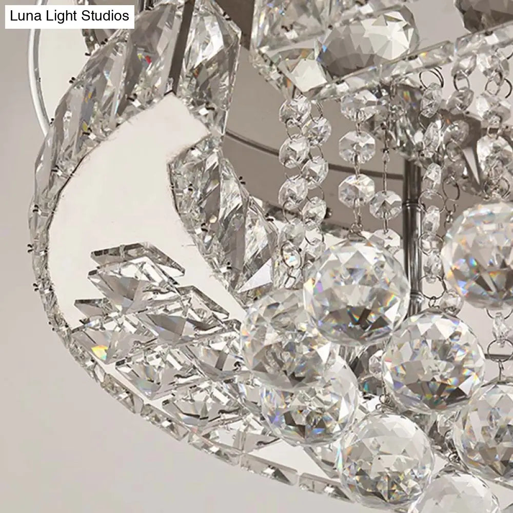 Minimalist Led Chrome Crystal Ball Flush Mount Light Fixture