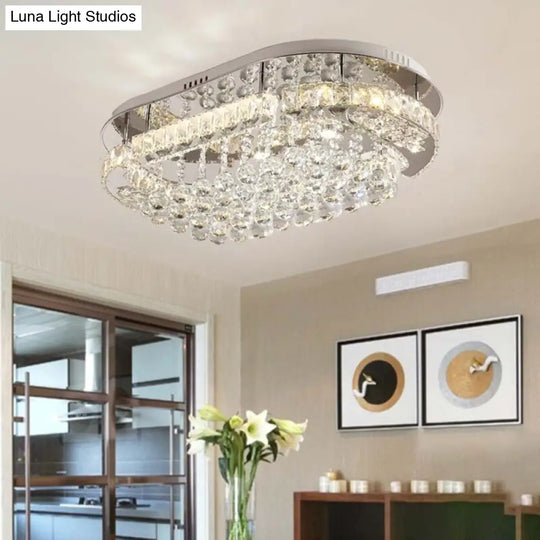 Minimalist Led Chrome Crystal Ball Flush Mount Light Fixture