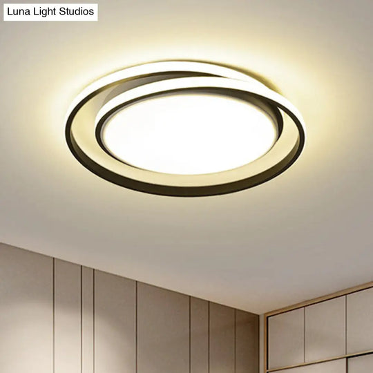 Minimalist Led Circle Flush Ceiling Light Acrylic Bedroom-Ready Black / Small