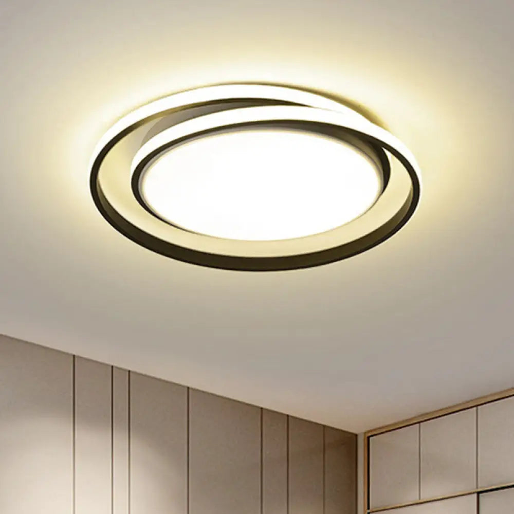 Minimalist Led Circle Flush Ceiling Light Acrylic Bedroom - Ready Black / Small