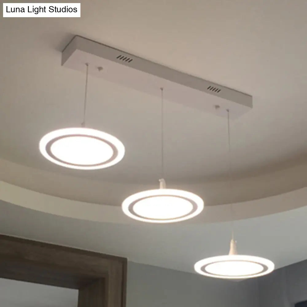 Minimalist White Led Circles Pendant Light For Stairs And Dining Area