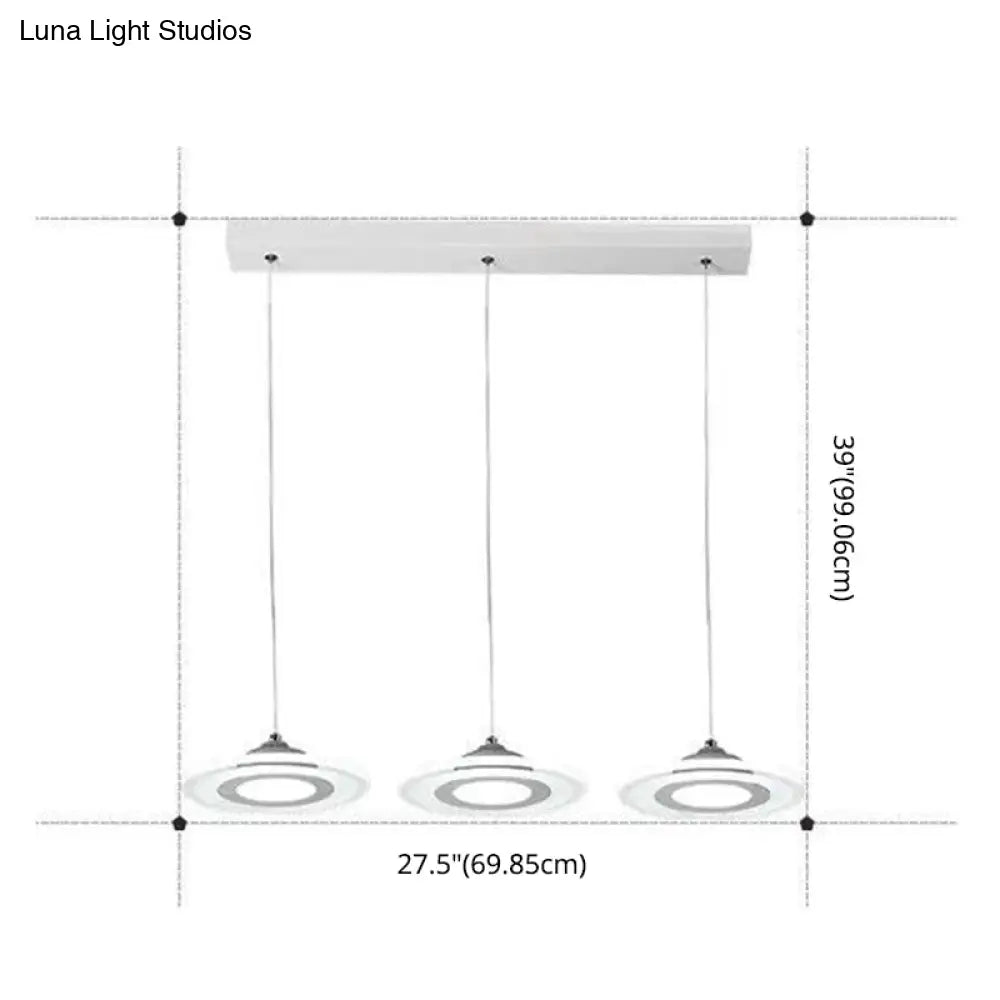 Minimalist Led Circles Suspension Pendant - Multi-Light Acrylic Stairs Diner Lighting In White