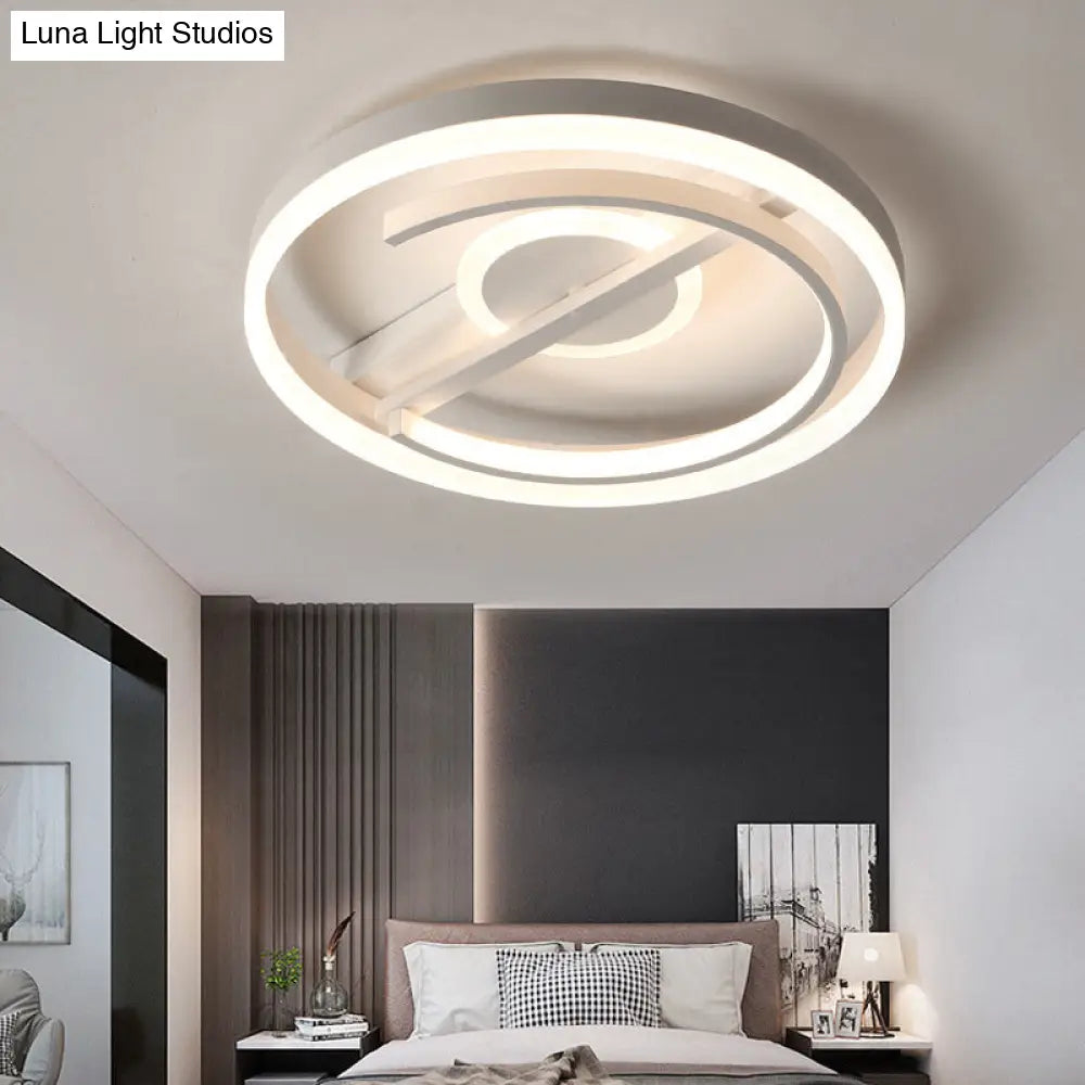 Minimalist Led Circular Hotel Ceiling Mount Lamp - Aluminum Flush Light In Black/White 16/19.5 Dia