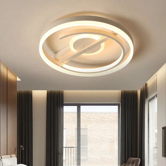 Minimalist Led Circular Hotel Ceiling Mount Lamp - Aluminum Flush Light In Black/White