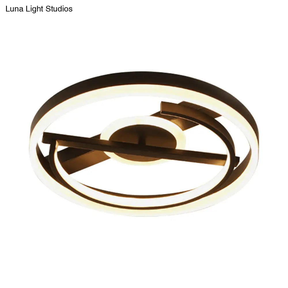 Minimalist Led Circular Hotel Ceiling Mount Lamp - Aluminum Flush Light In Black/White 16/19.5 Dia